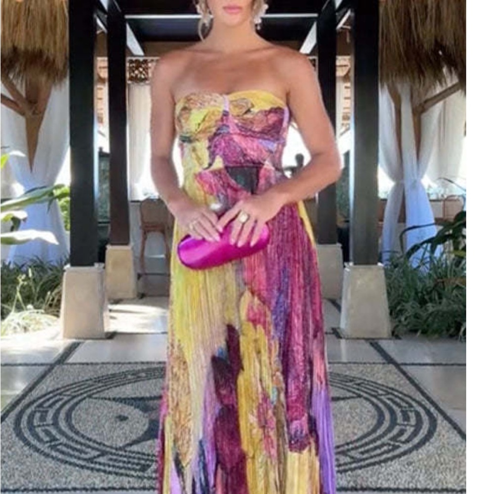 NWOT-Multicolor Strapless Maxi Dress by Margovil